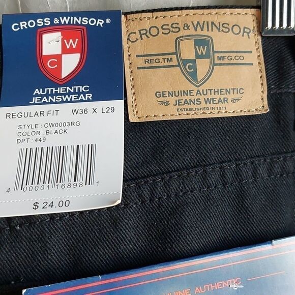 Cross & Windsor Black Jeans Straight Leg - Picture 1 of 7
